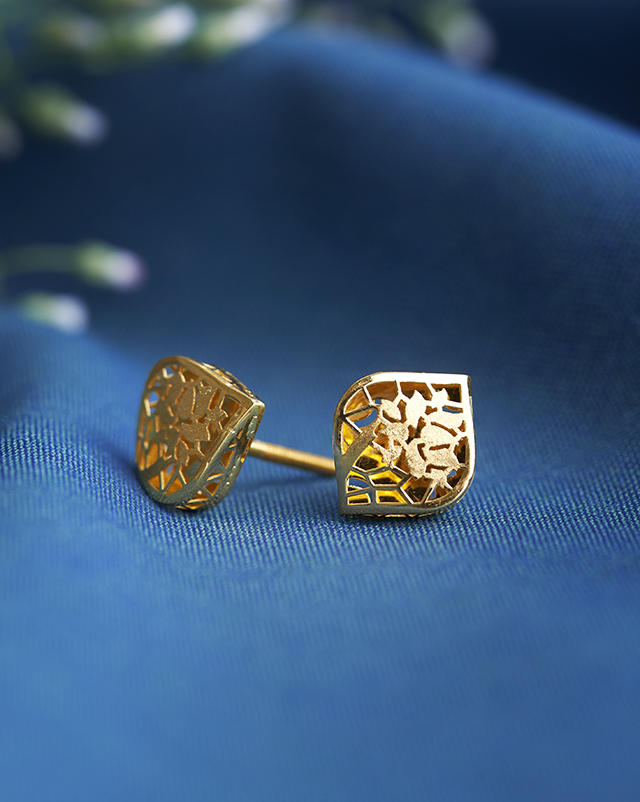 Gold Earrings 22 Karat Yellow Gold Eva 22KT Gold Delicate Earring