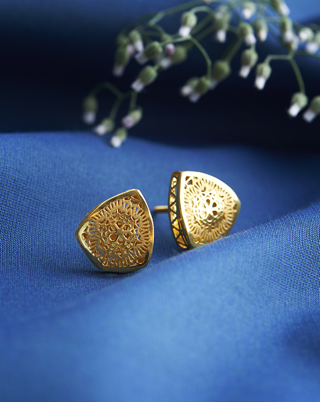 Gold Earrings 22 Karat Yellow Gold Sriyanvi 22KT Gold Delicate Earrings