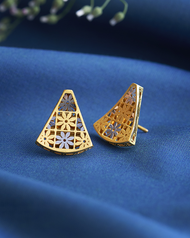 Gold Earrings 22 Karat Yellow Gold Indira 22KT Gold Delicate Earring