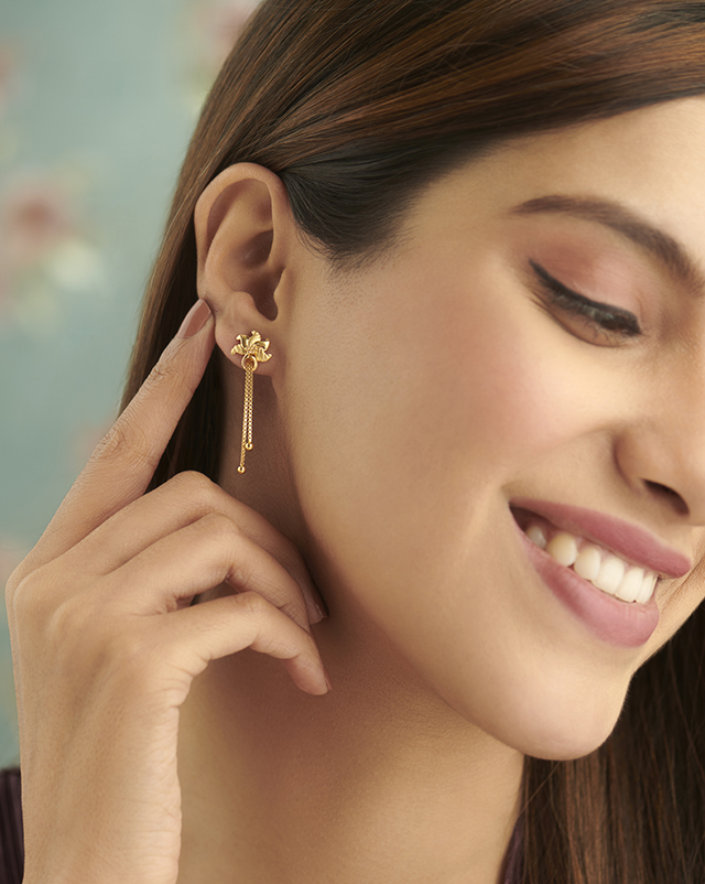 Gold Earrings 22 Karat Yellow Gold Saisha 22KT Gold Earrings