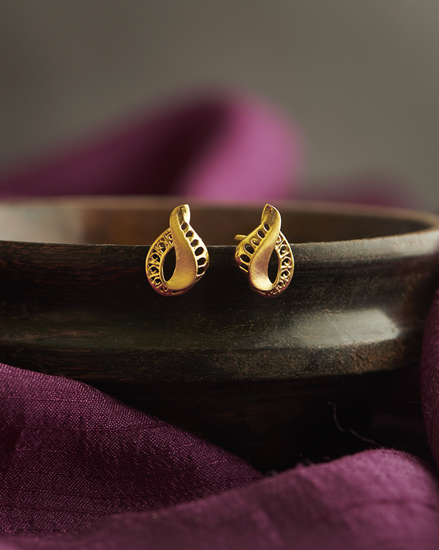 Gold Earrings 22 Karat Yellow Gold MouKThika 22KT Gold Earrings