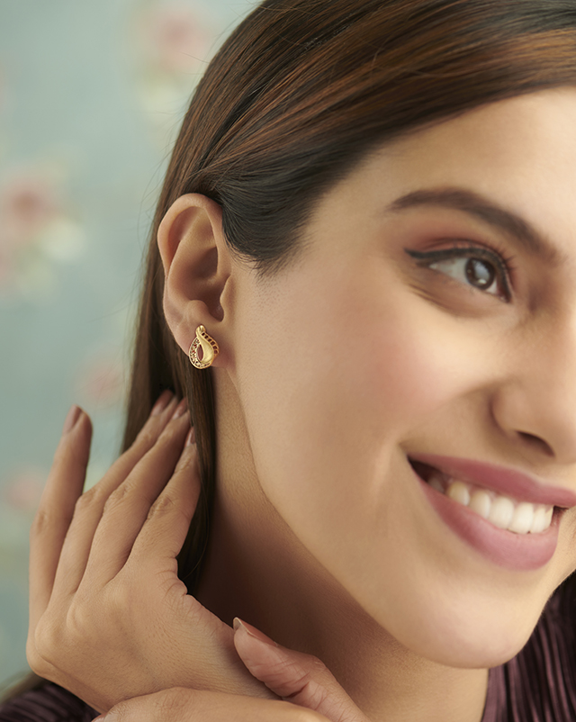 Gold Earrings 22 Karat Yellow Gold MouKThika 22KT Gold Earrings