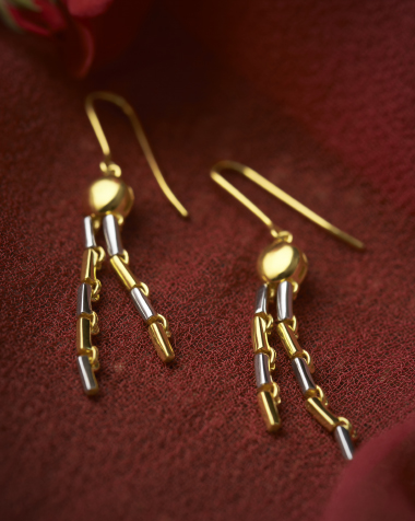 Gold Earrings 22 Karat Yellow Gold Trisa Abstract 22Kt Gold Earring