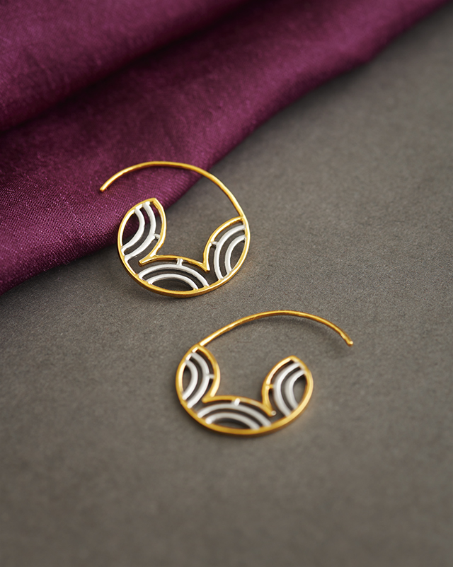 Gold Earrings 22 Karat Yellow Gold Heer Abstract 22Kt Gold Earring