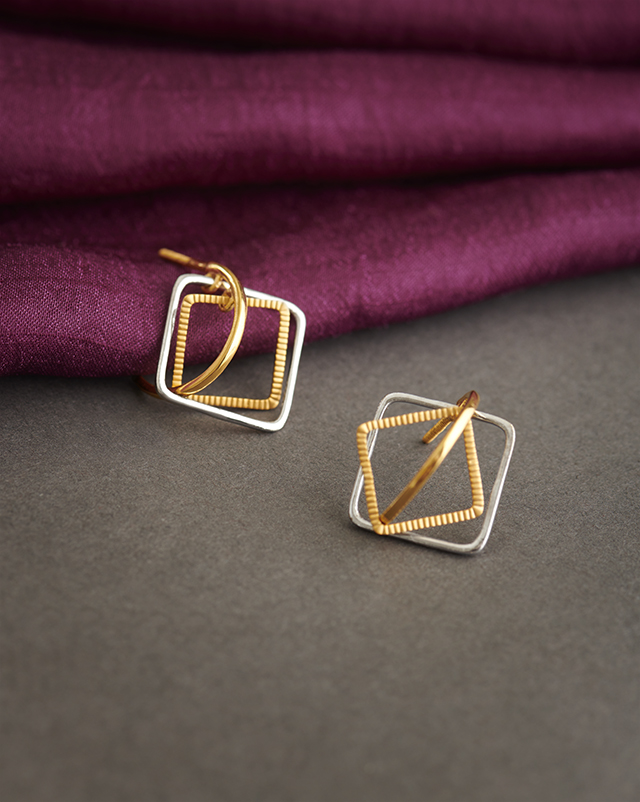 Gold Earrings 22 Karat Yellow Gold Aakansha Geometric 22Kt Gold Earring