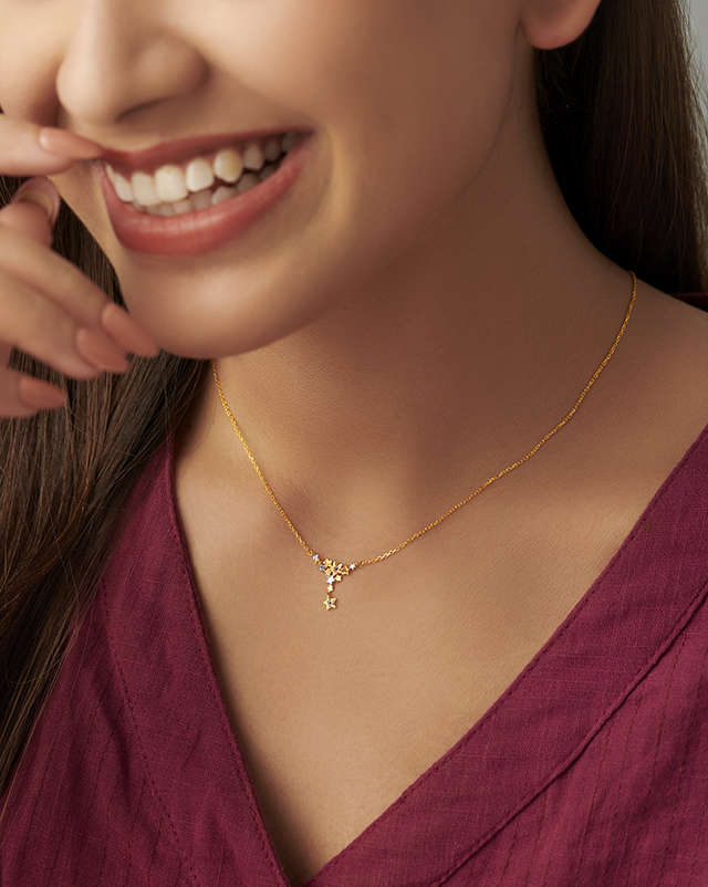 Gold Necklaces 22 Karat Yellow Gold Lavanya 22Kt Gold Matching Set, Charm Necklets