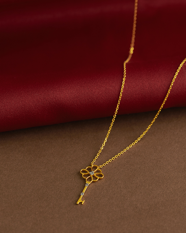 Gold Necklaces 22 Karat Yellow Gold Keys 22Kt Gold Matching Set Charm, Necklets