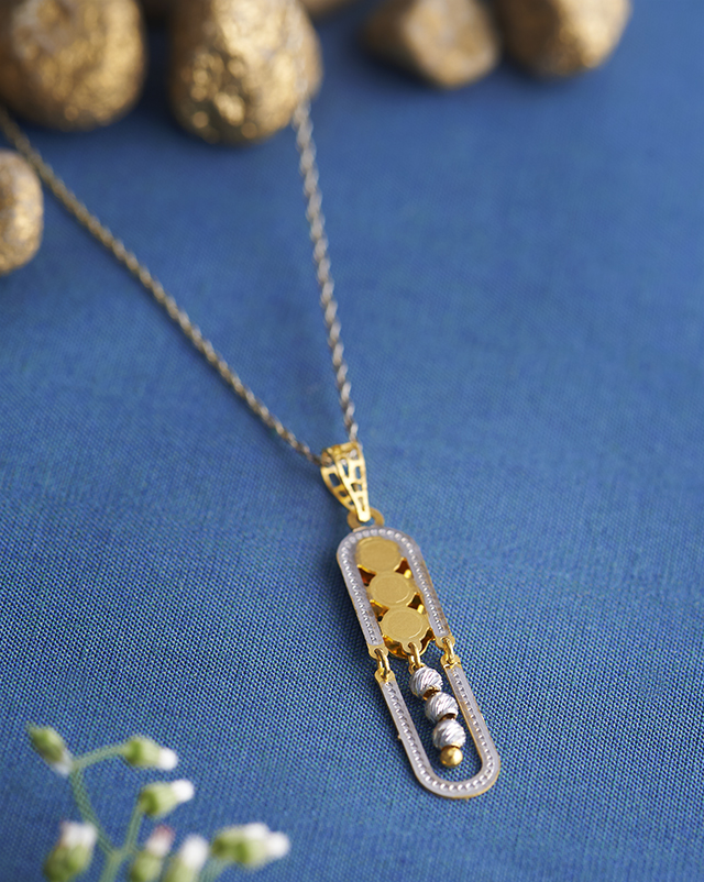 Gold Pendants 22 Karat Yellow Gold Neelam 22KT Gold Trendy Delicate Pendants