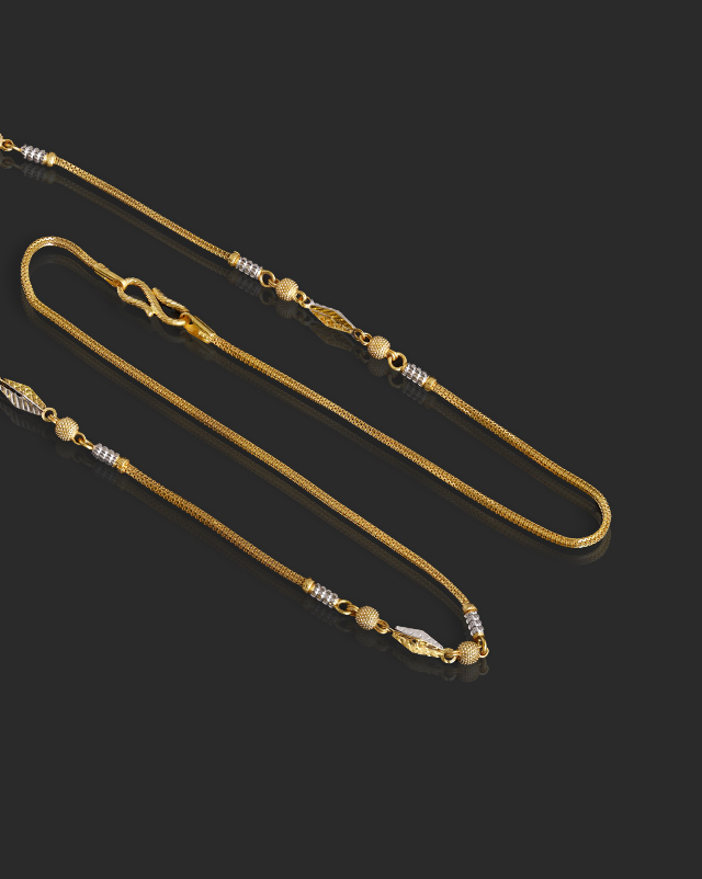 Gold Chains 22 Karat Yellow Gold Fancy Beads 22Kt Gold Chain
