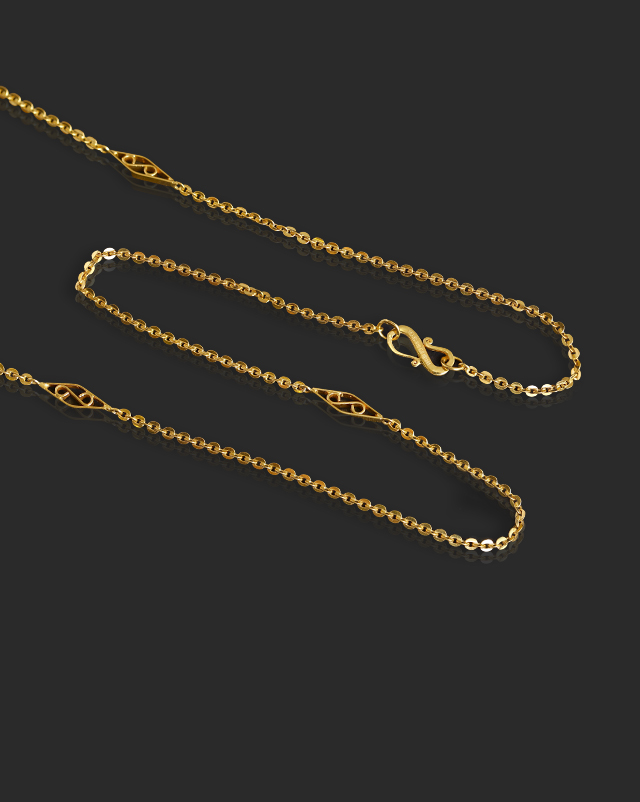Scroll Cable 22Kt Gold Chain