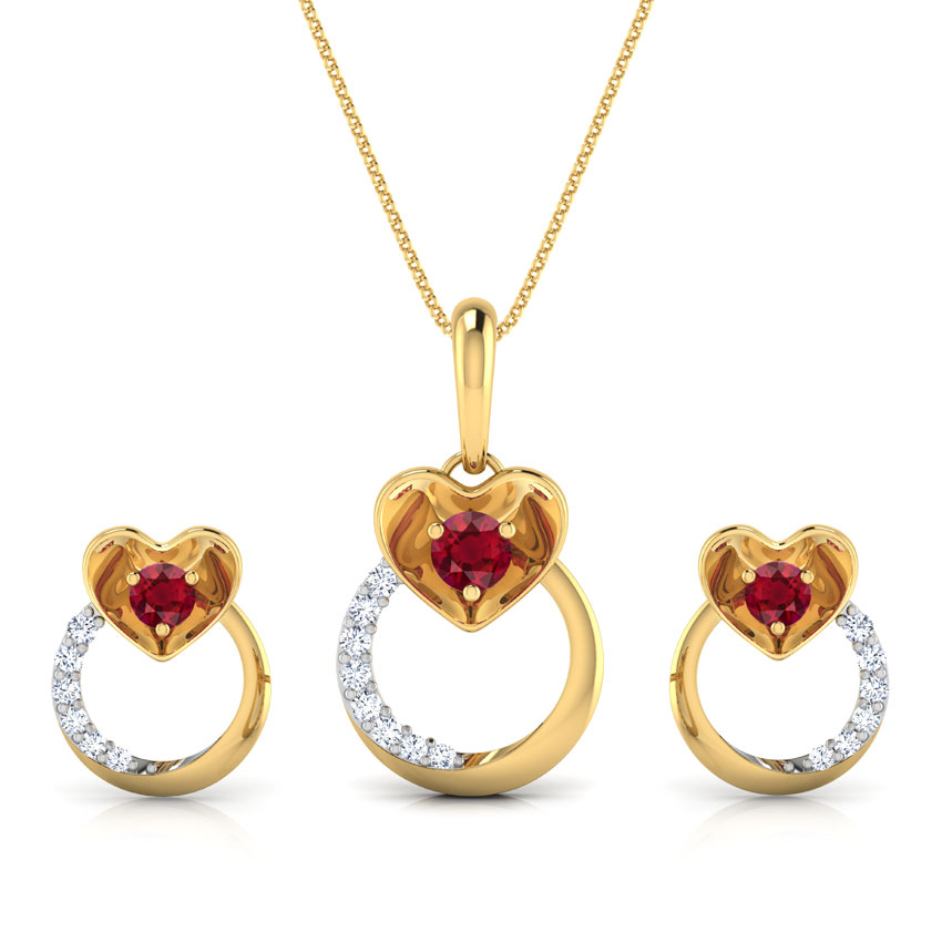 Pretty Ruby Heart Matching Set