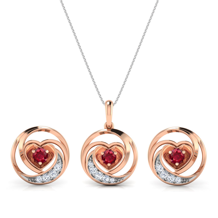 Lovable Ruby Heart Matching Set