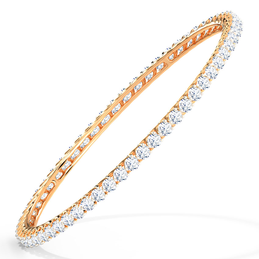 Solitaire Bangles 14 Karat Rose Gold Scintillating Solitaire Bangle