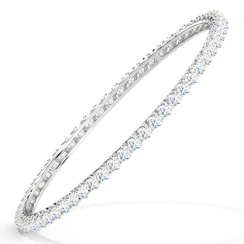 Solitaire Bangles 18 Karat White Gold Scintillating Solitaire Bangle