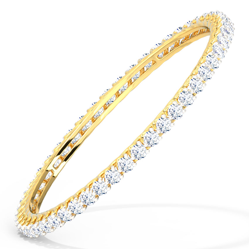 Solitaire Bangles 18 Karat Yellow Gold Vibrant Solitaire Bangle