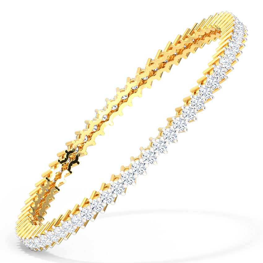 Solitaire Bangles 18 Karat Yellow Gold Sparkle Solitaire Bangle