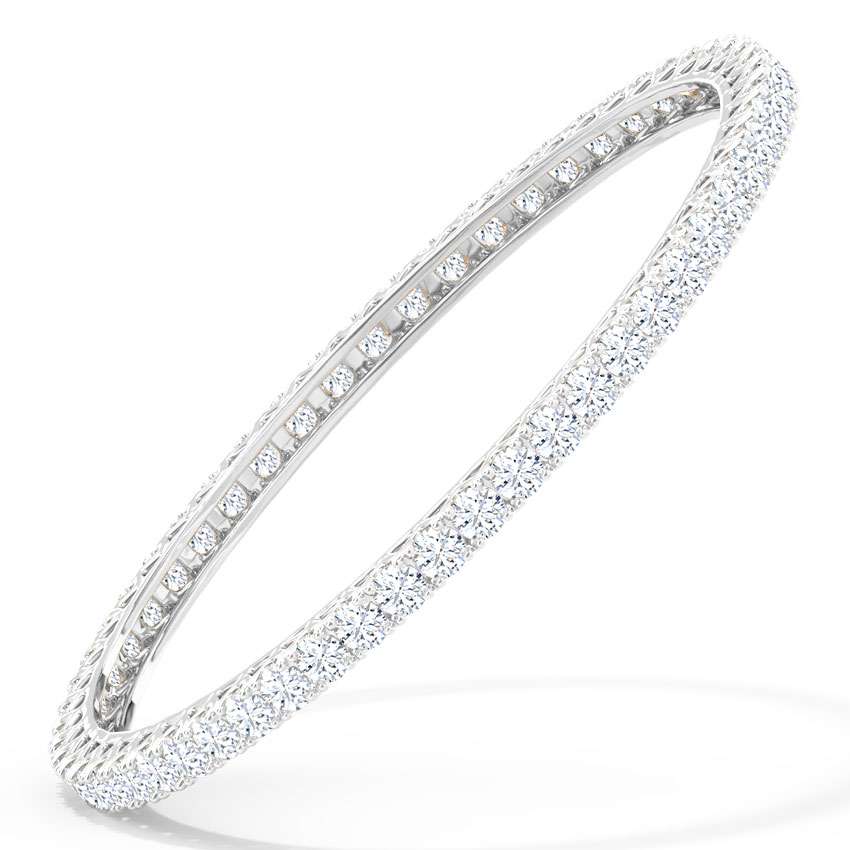 Solitaire Bangles 18 Karat White Gold Shimmer Solitaire Bangle
