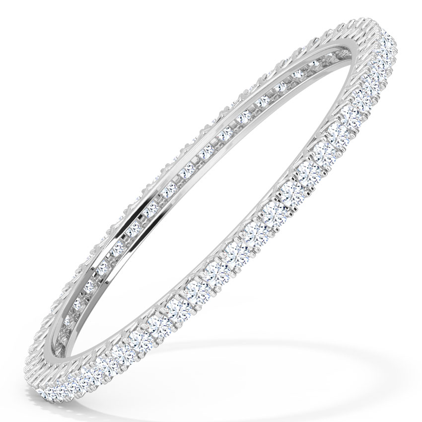 Solitaire Bangles 14 Karat White Gold Glimmer Solitaire Bangle