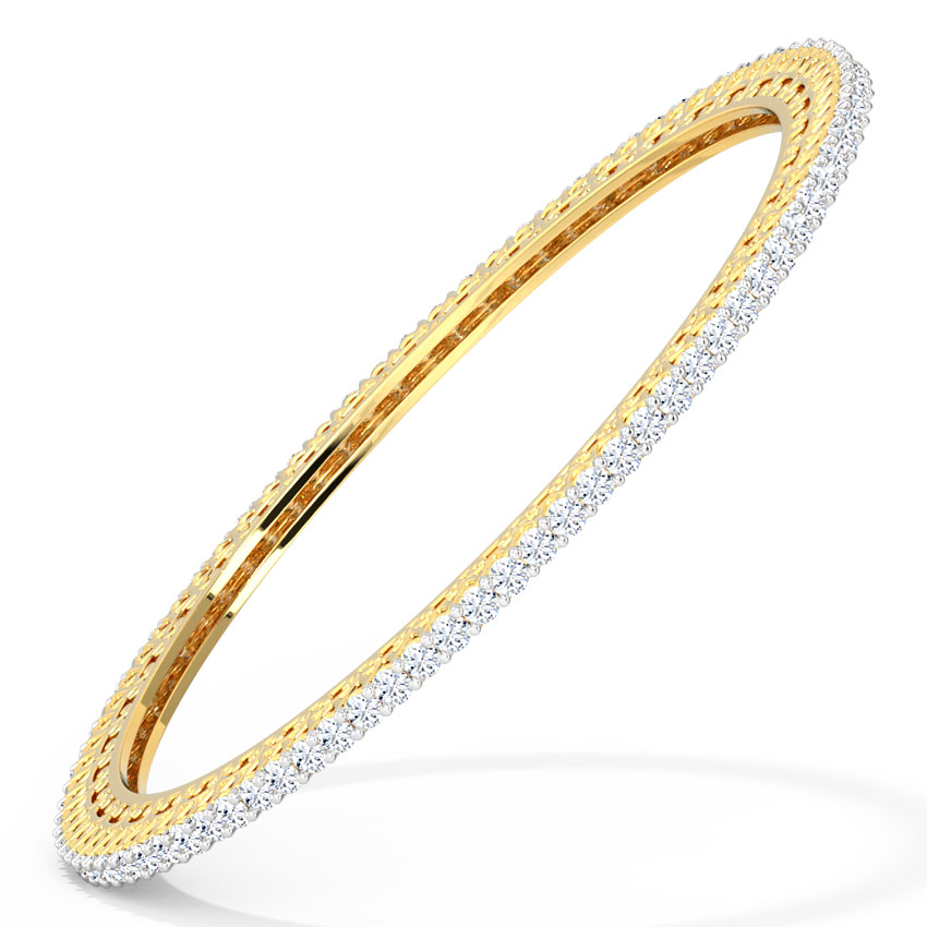Solitaire Bangles 18 Karat Yellow Gold Glowing Solitaire Bangle