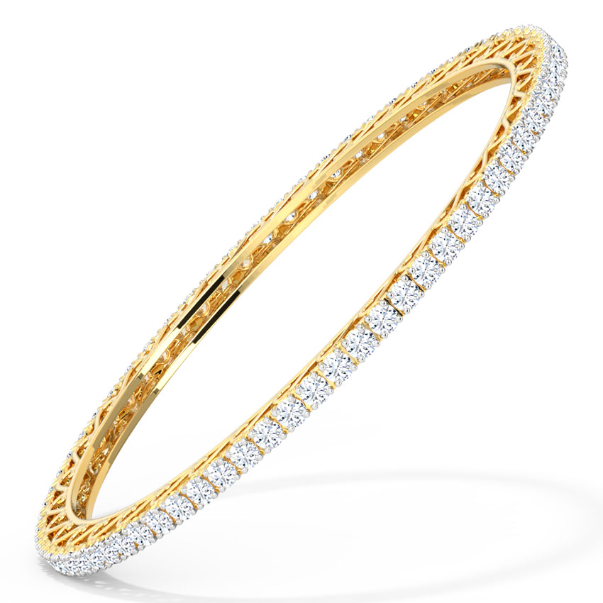 Solitaire Bangles 18 Karat Yellow Gold Glint Solitaire Bangle