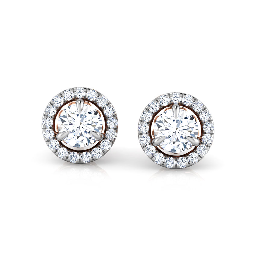 Glitter Halo Solitaire Stud Earrings