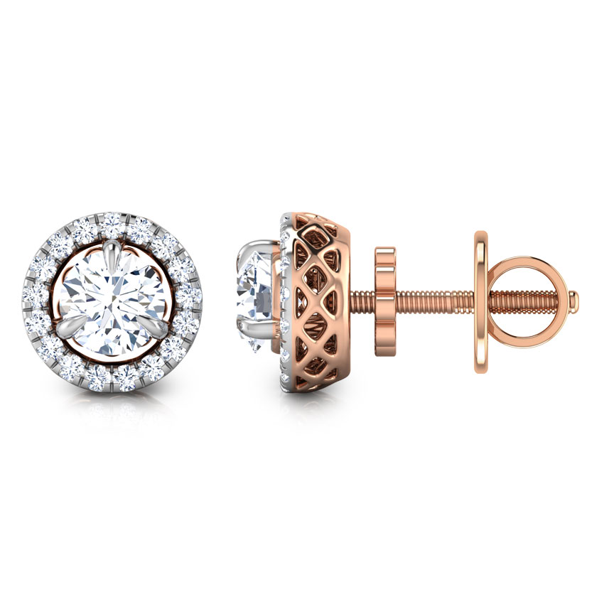 Glitter Halo Solitaire Stud Earrings