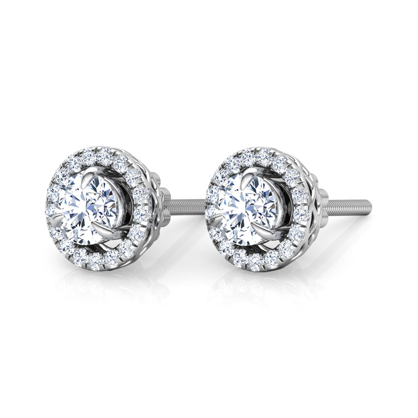 Glitter Halo Solitaire Stud Earrings Glitter Halo Solitaire Stud Earrings