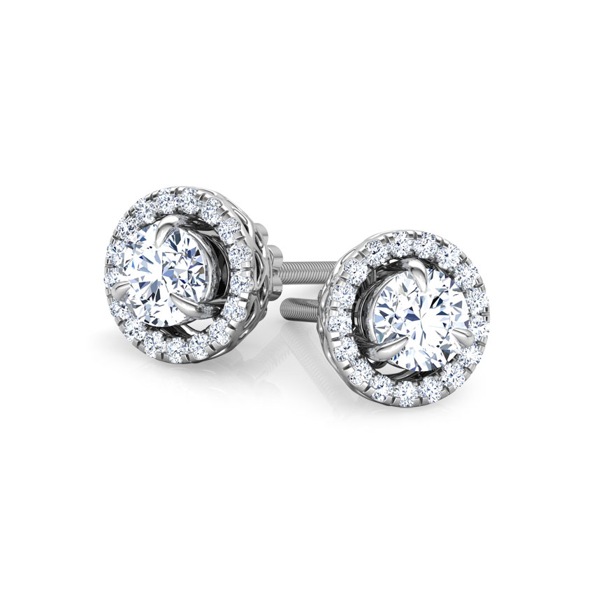 Glitter Halo Solitaire Stud Earrings Glitter Halo Solitaire Stud Earrings