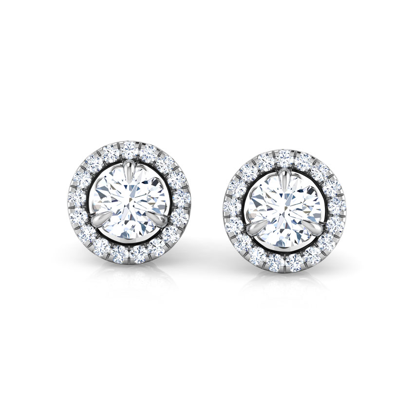 Glitter Halo Solitaire Stud Earrings Glitter Halo Solitaire Stud Earrings
