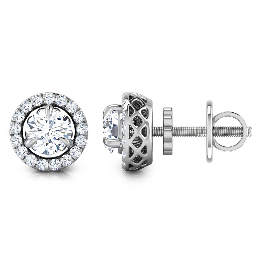 Glitter Halo Solitaire Stud Earrings Glitter Halo Solitaire Stud Earrings
