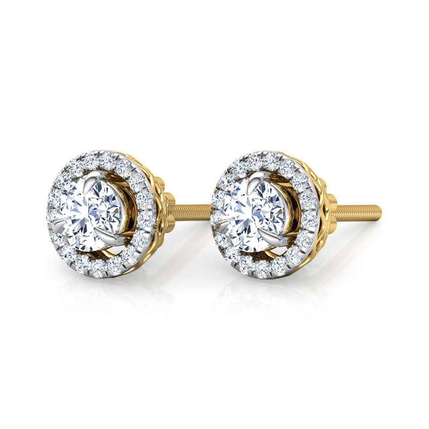 Glitter Halo Solitaire Stud Earrings Glitter Halo Solitaire Stud Earrings