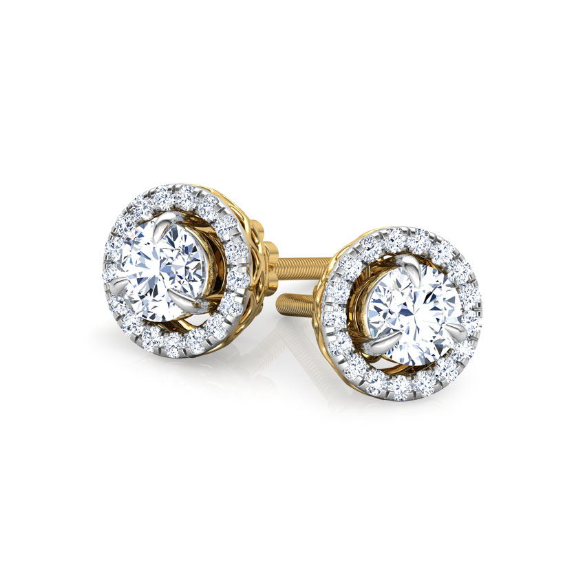 Glitter Halo Solitaire Stud Earrings Glitter Halo Solitaire Stud Earrings