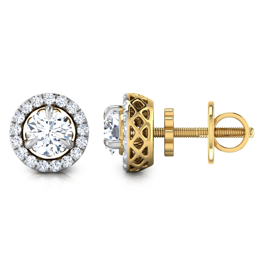 Glitter Halo Solitaire Stud Earrings Glitter Halo Solitaire Stud Earrings