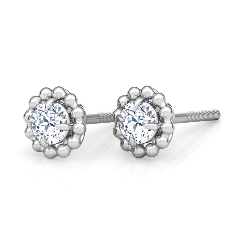 Glow Halo Solitaire Stud Earrings