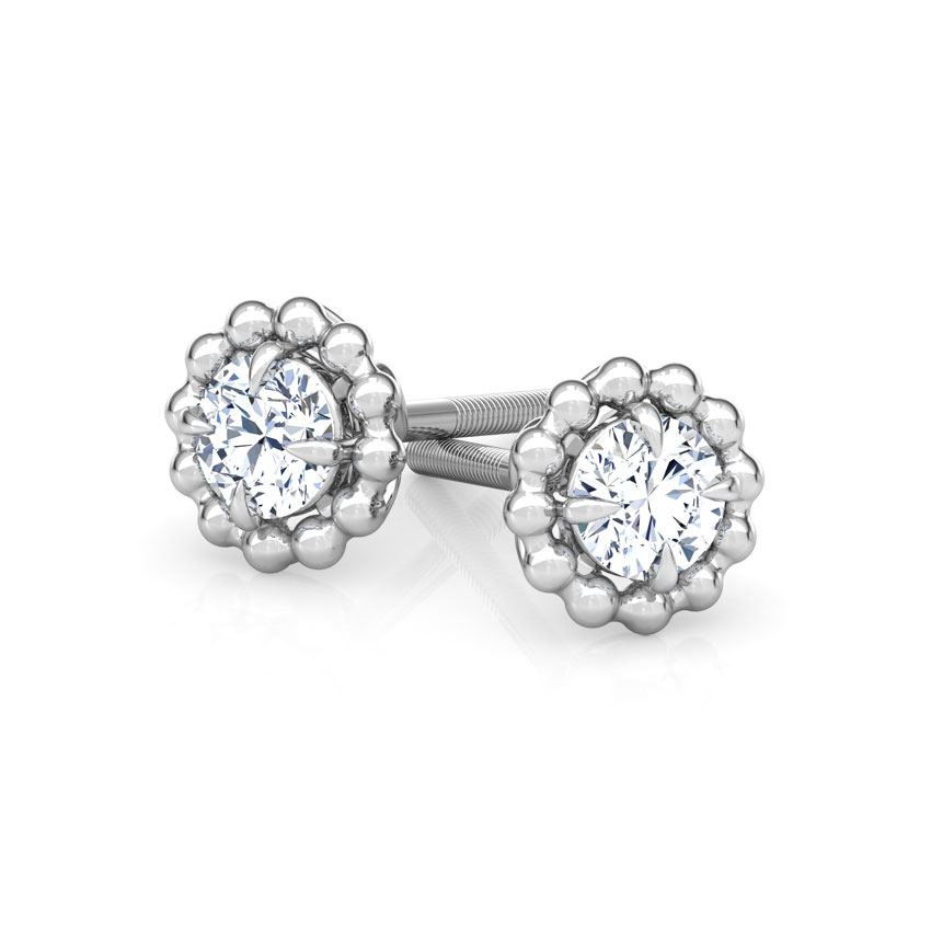 Glow Halo Solitaire Stud Earrings