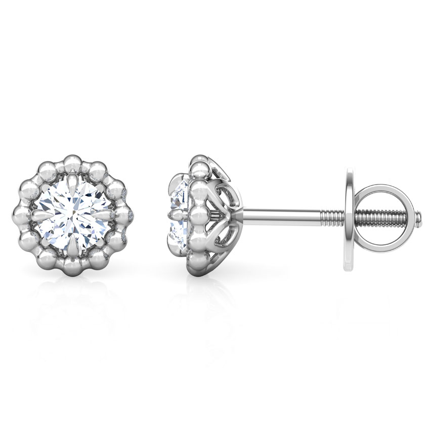 Glow Halo Solitaire Stud Earrings