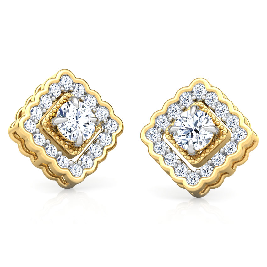 Glint Halo Solitaire Stud Earrings