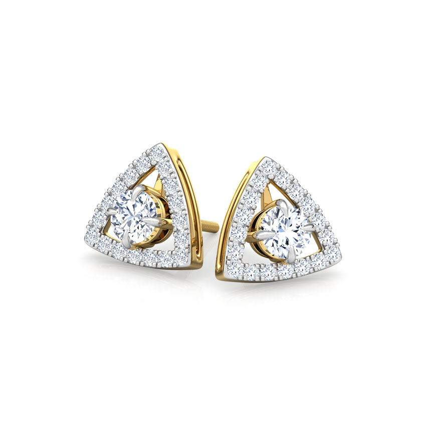 Shine Trigon Solitaire Stud Earrings