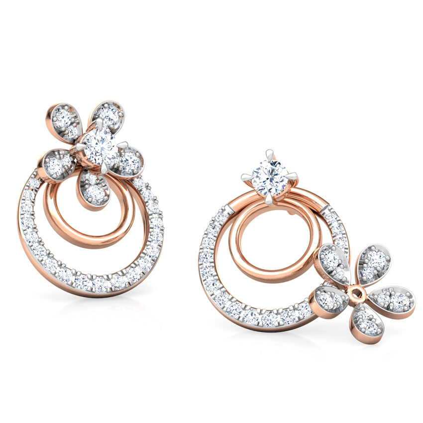 Solitaire Earrings 14 Karat Rose Gold Luster Floret Solitaire Stud Earrings