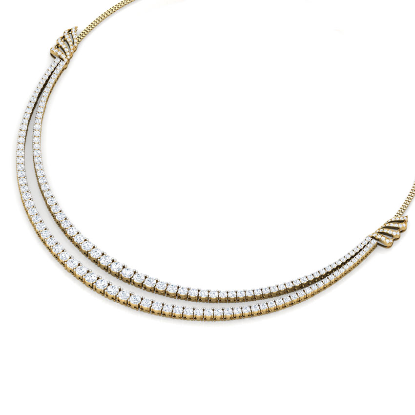 Two Line Brooch Solitaire Necklace