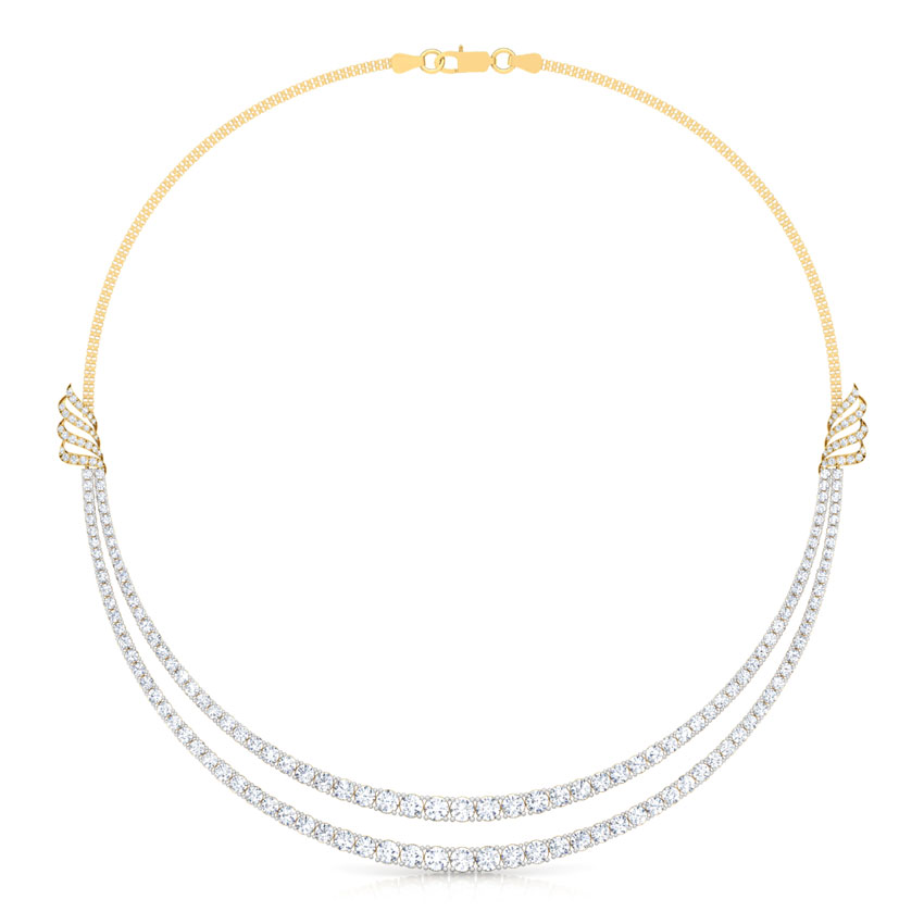 Two Line Brooch Solitaire Necklace