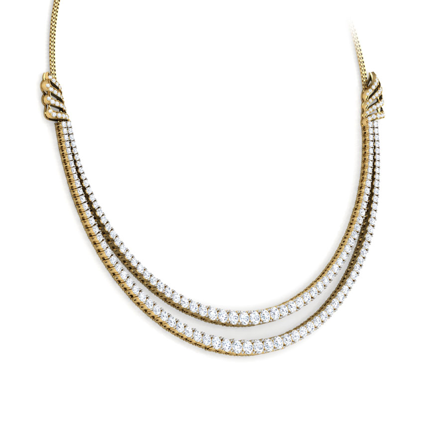 Two Line Brooch Solitaire Necklace