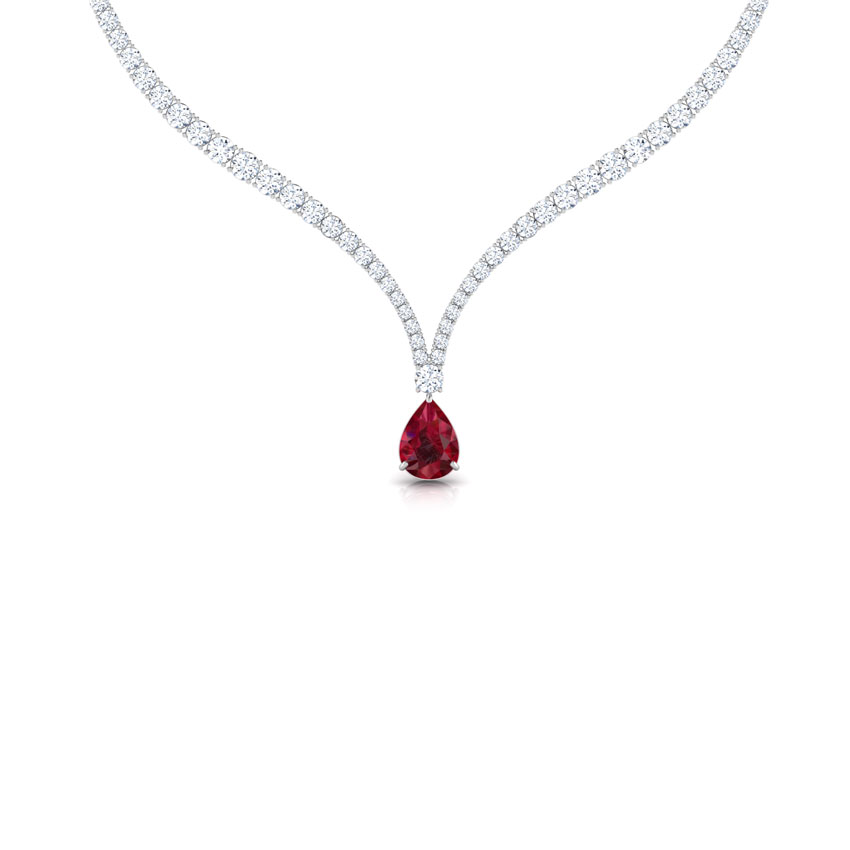 Solitaire Necklaces 18 Karat White Gold V Neck Solitaire Necklace