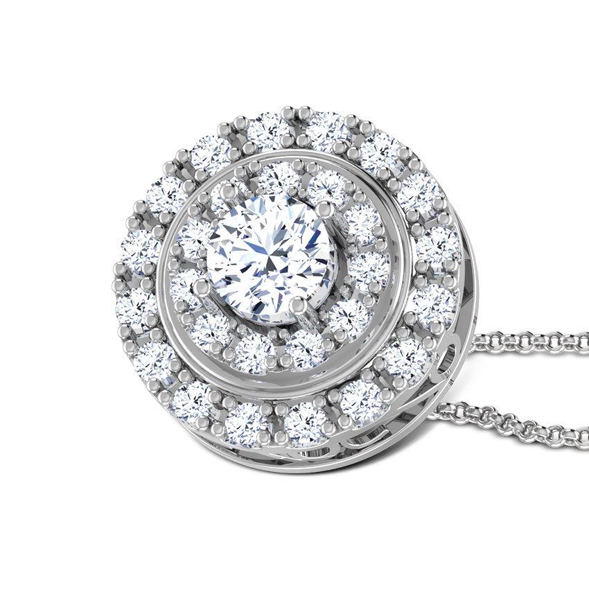 Two Row Halo Solitaire Pendant