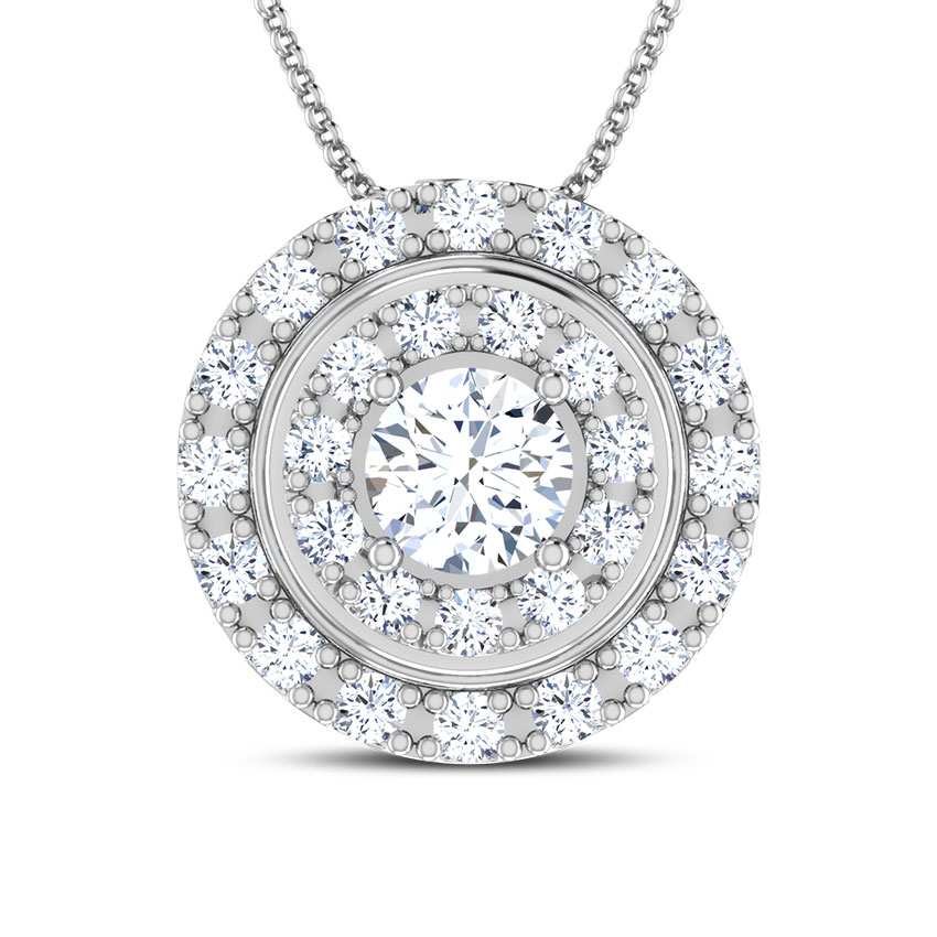 Two Row Halo Solitaire Pendant