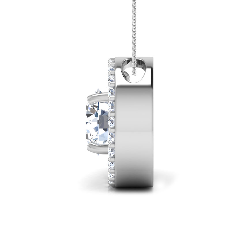 Solitaire Pendants 18 Karat White Gold Halle Elliptical Solitaire Pendant