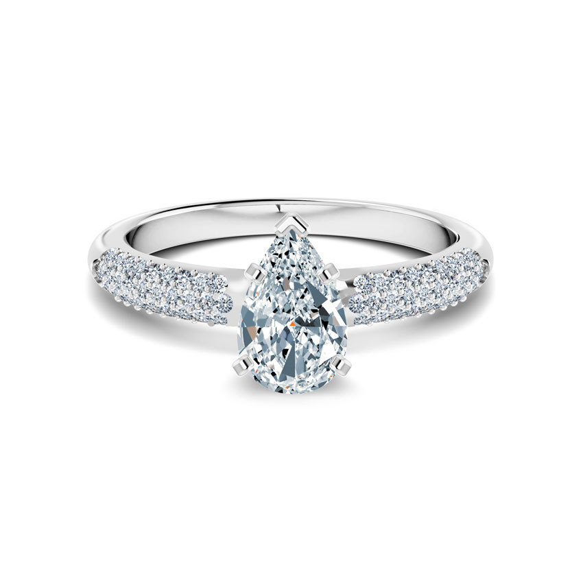 Solitaire Rings 18 Karat White Gold Charm Pear Solitaire Ring