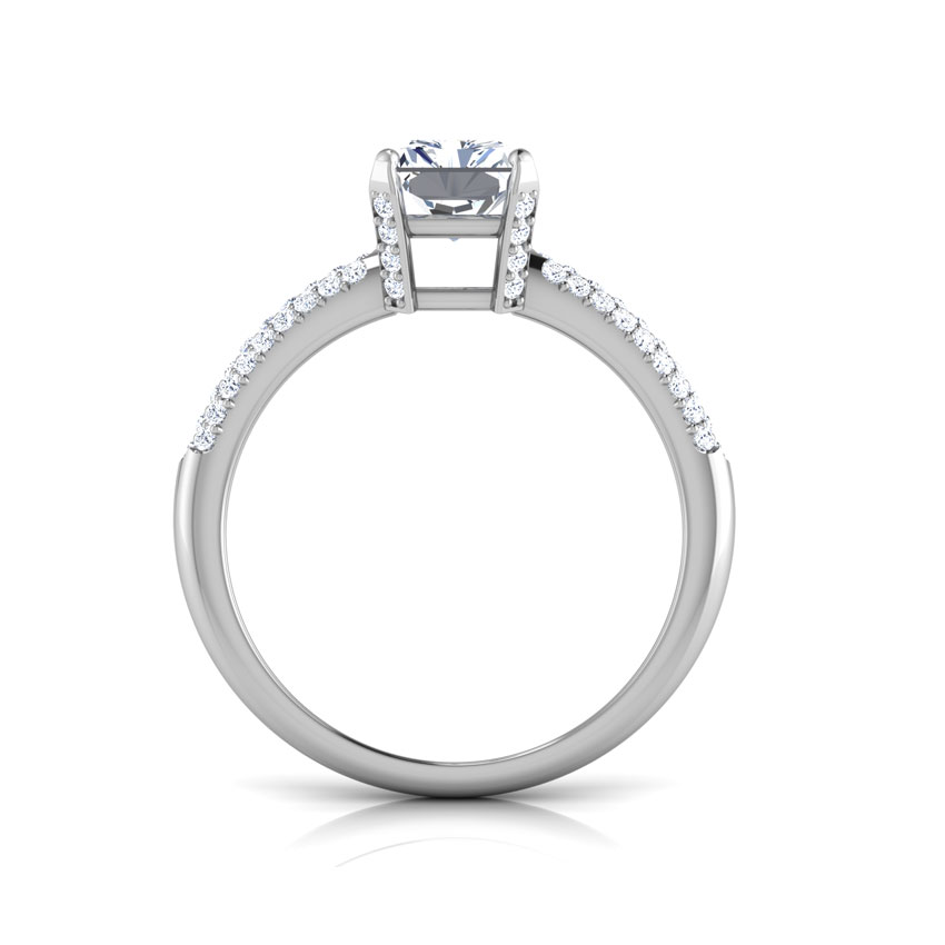 Solitaire Rings 18 Karat White Gold Charm Baguette Solitaire Ring