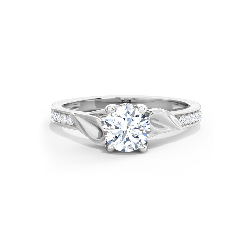 Brocaded Petal Solitaire Ring