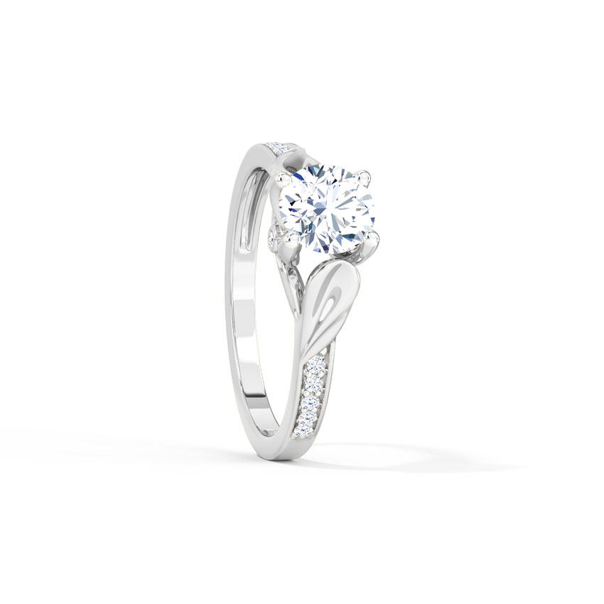 Brocaded Petal Solitaire Ring